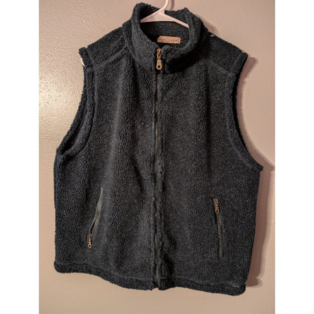 NWT Most Wanted Burber-Pile Fleece Vest L Green Sherpa Zip Front Vintage